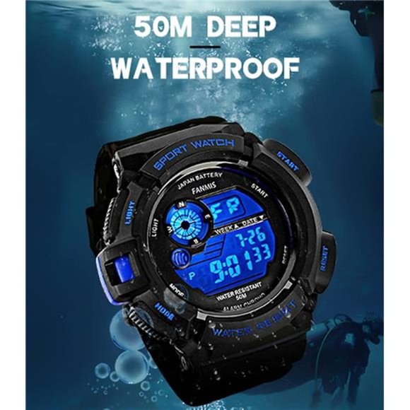 Mens Military Multifunction Digital LED Watch Electronic Waterproof Alarm Quartz - Picture 2 of 6